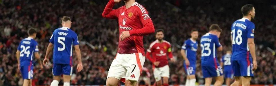 曼联4-1逆转双杀，与热刺会师决赛争冠！芒特两球复活增阿莫林欧冠希望